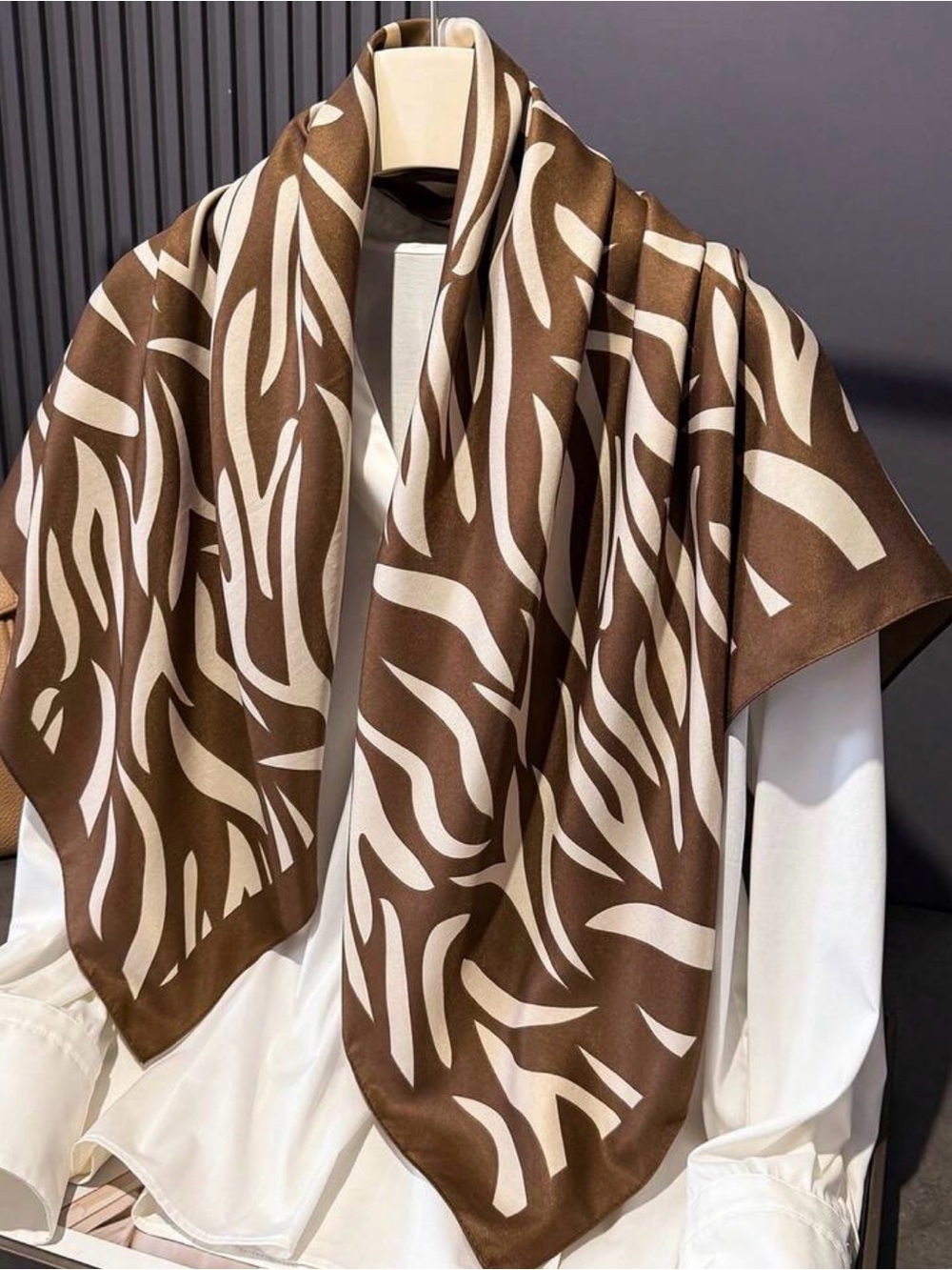Brown and Cream Patterned Men's Scarf